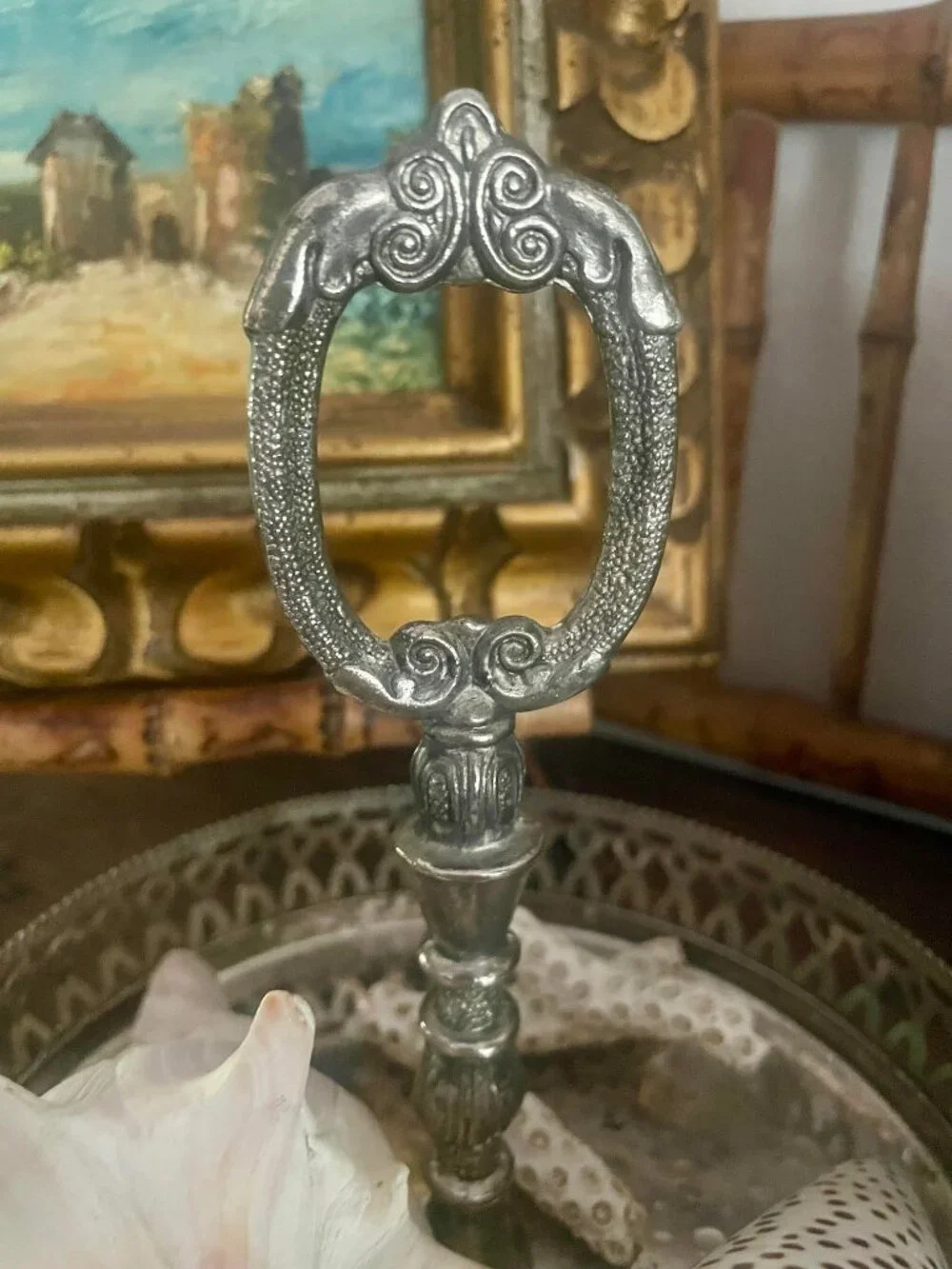 Vintage Silverplate Pierced Basket with Ornate Handle